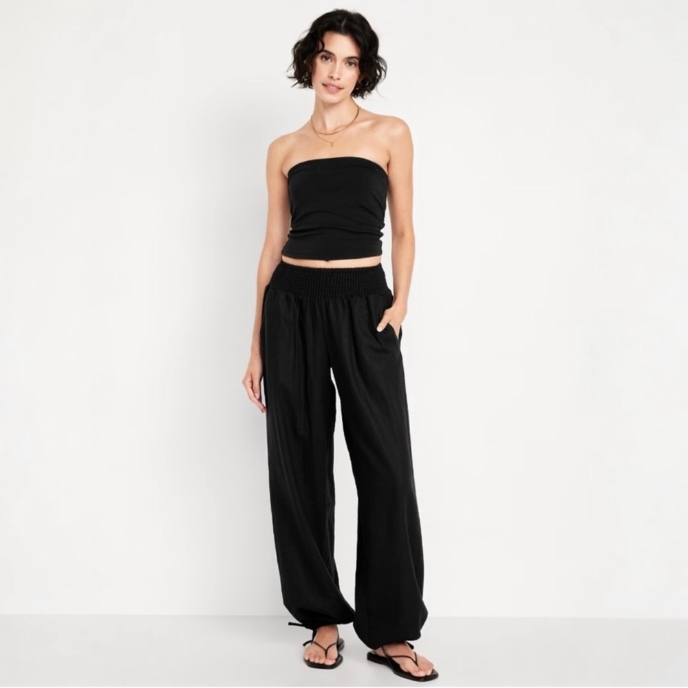 NEW! Old Navy Mid-Rise Linen-Blend Harem Pants 🩷 #784292